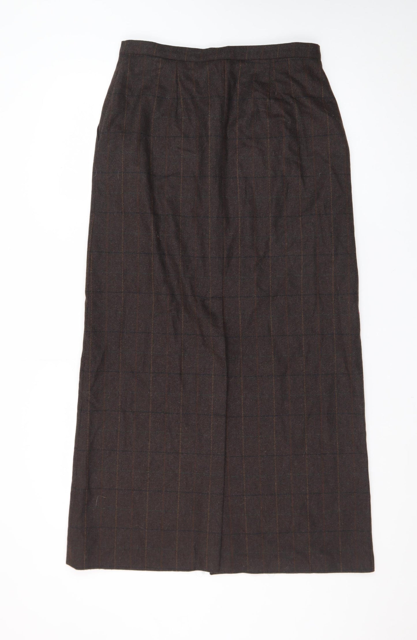 Giorgia Netti Women Brown Checked Wool Pencil Skirt Size 10