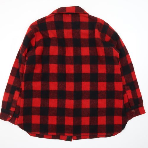 Woolrich Men’s Red Black Checked Wool Jacket L Vintage Outdoor