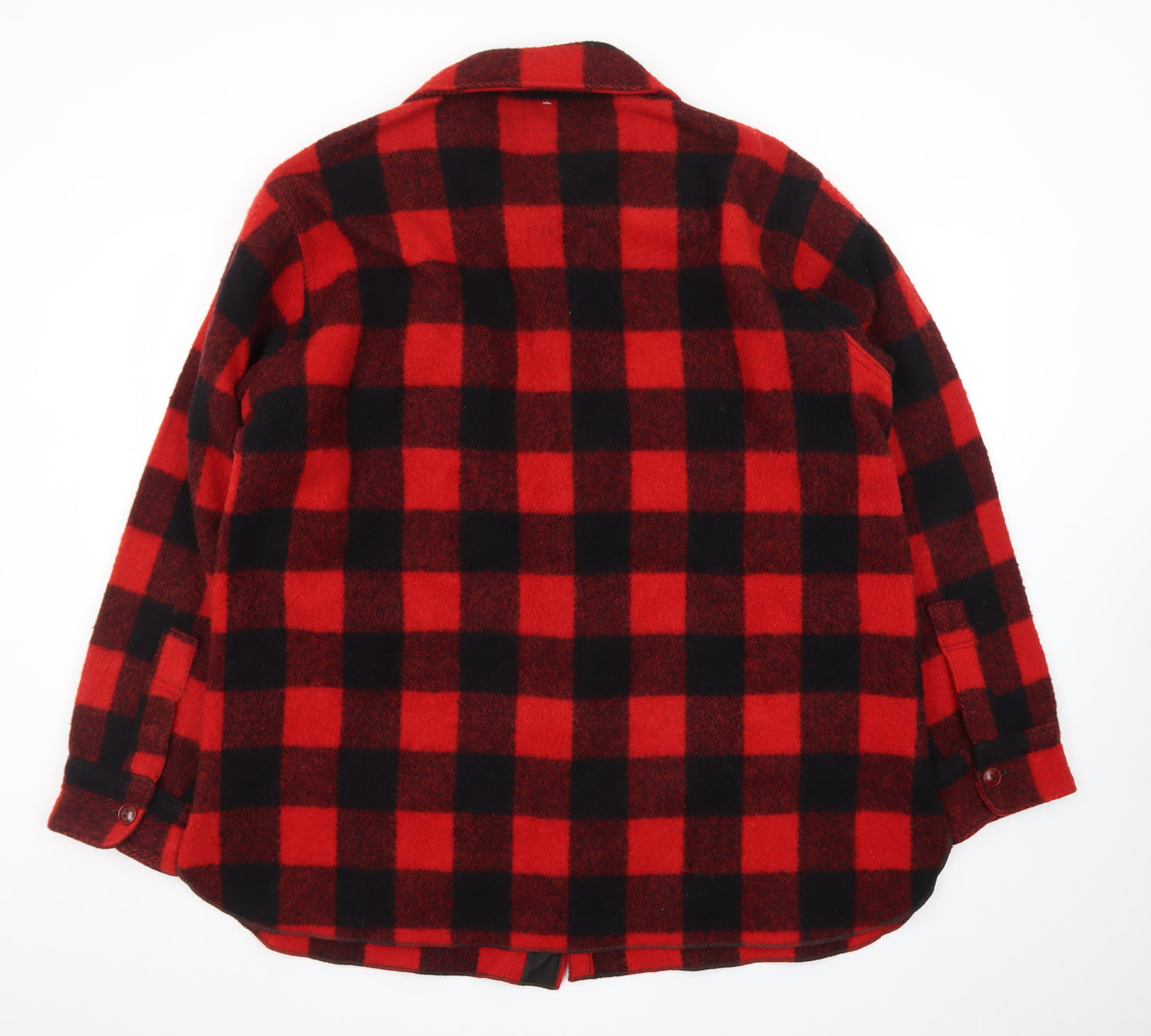 Woolrich Men’s Red Black Checked Wool Jacket L Vintage Outdoor