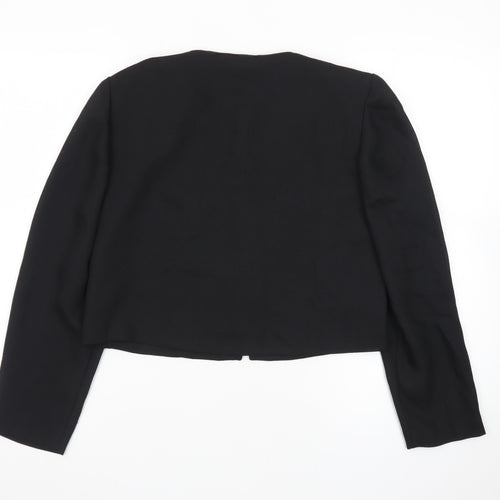 Karin Stevens Women Black Size 10 Petite Embroidered Cardigan