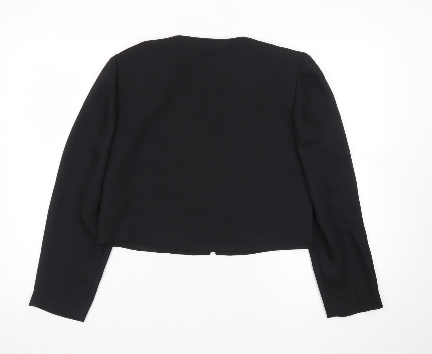 Karin Stevens Women Black Size 10 Petite Embroidered Cardigan