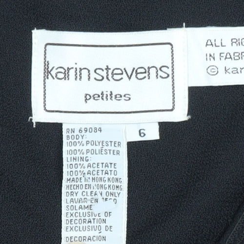 Karin Stevens Women Black Size 10 Petite Embroidered Cardigan