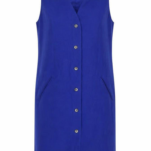 Hervé Benard Women Blue Wool Sleeveless Shift Dress Size 12