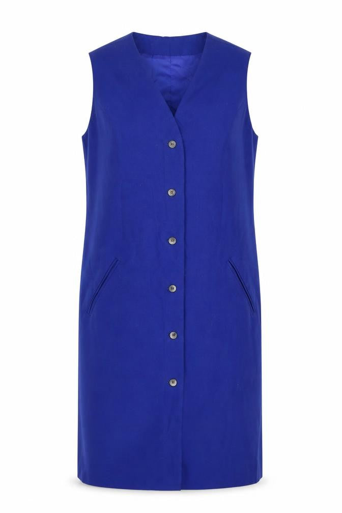 Hervé Benard Women Blue Wool Sleeveless Shift Dress Size 12