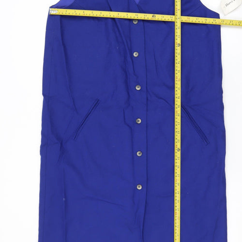 Hervé Benard Women Blue Wool Sleeveless Shift Dress Size 12