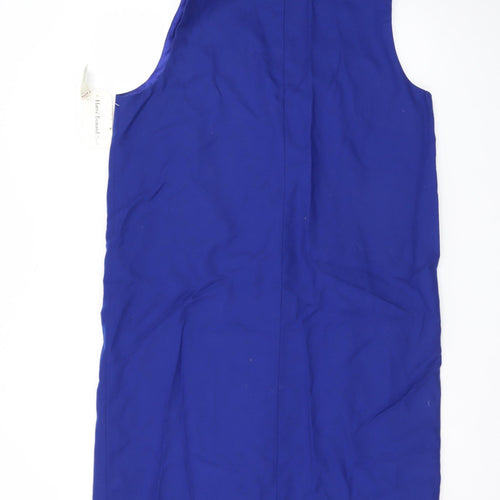 Hervé Benard Women Blue Wool Sleeveless Shift Dress Size 12