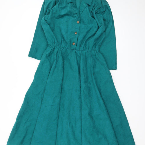 Stuart Alan Petites Green Rayon Midi Shirt Dress Women's Size 12