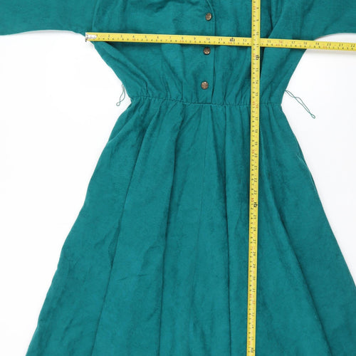 Stuart Alan Petites Green Rayon Midi Shirt Dress Women's Size 12