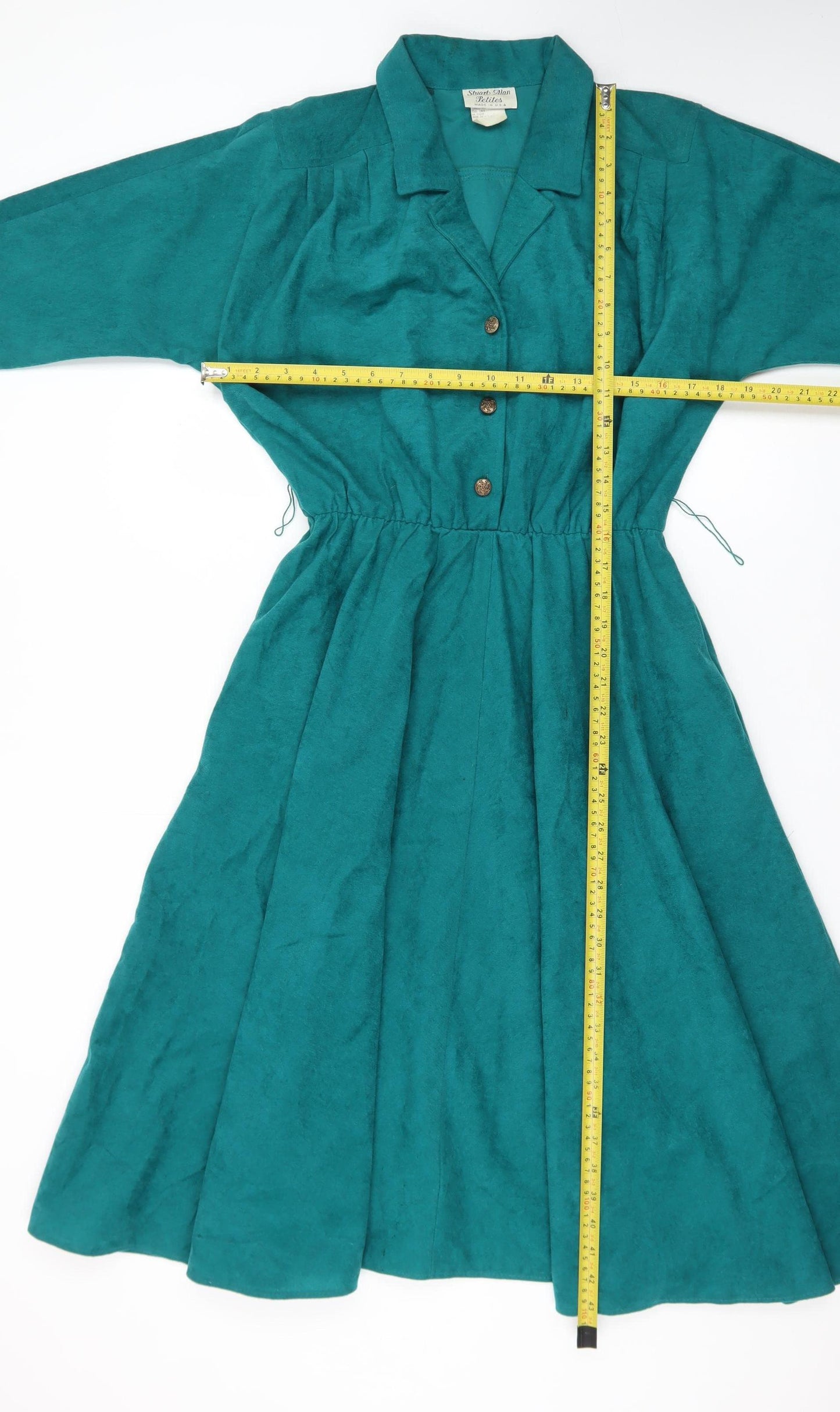 Stuart Alan Petites Green Rayon Midi Shirt Dress Women's Size 12