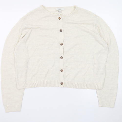 Marks and Spencer Women’s Ivory Wool Blend Button Cardigan Size L