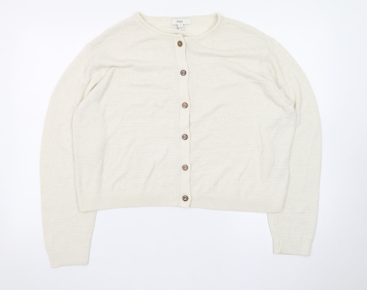 Marks and Spencer Women’s Ivory Wool Blend Button Cardigan Size L