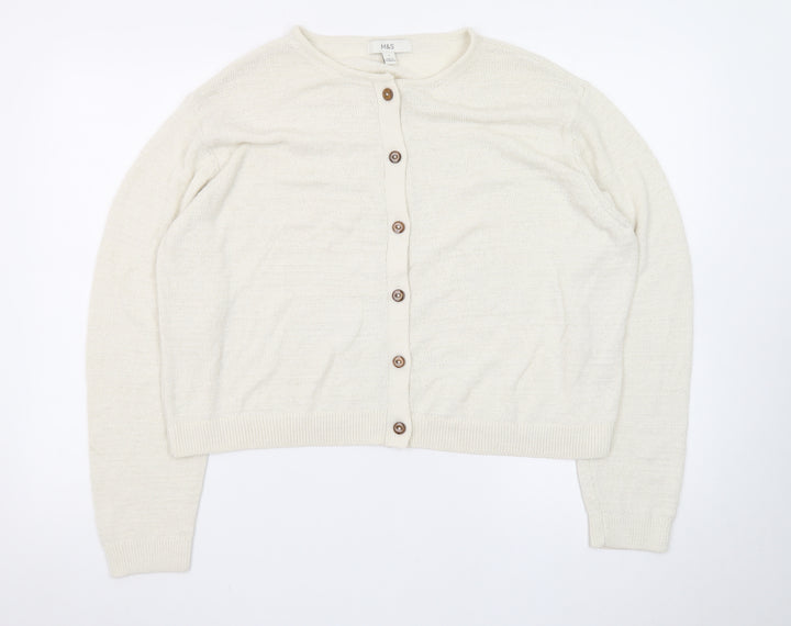 Marks and Spencer Women’s Ivory Wool Blend Button Cardigan Size L