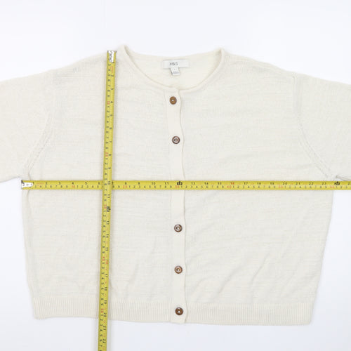 Marks and Spencer Women’s Ivory Wool Blend Button Cardigan Size L