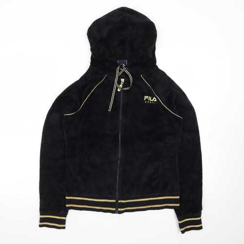 Fila Sport Women's Black Velour Full Zip Hoodie Medium