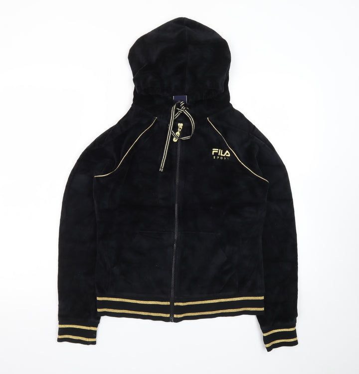 Fila Sport Women's Black Velour Full Zip Hoodie Medium