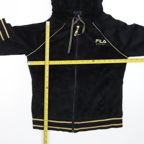 Fila Sport Women's Black Velour Full Zip Hoodie Medium
