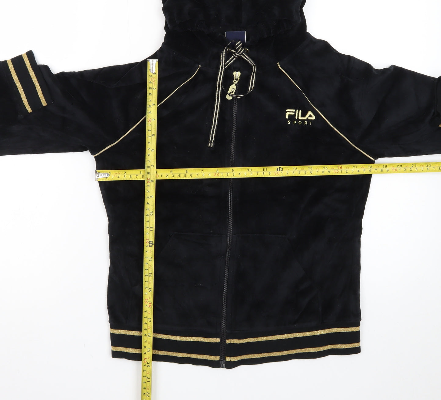 Fila Sport Women's Black Velour Full Zip Hoodie Medium