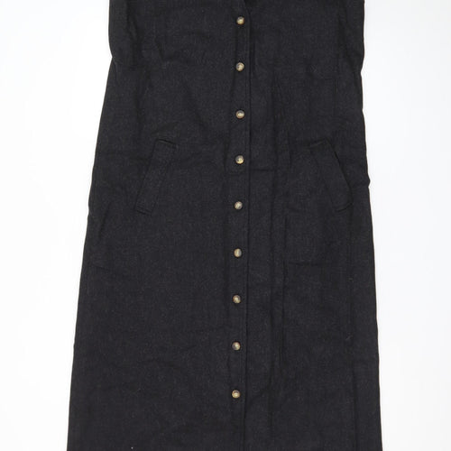 Orvis Women's Black Wool Shift Midi Dress Size 6 Sleeveless Lined