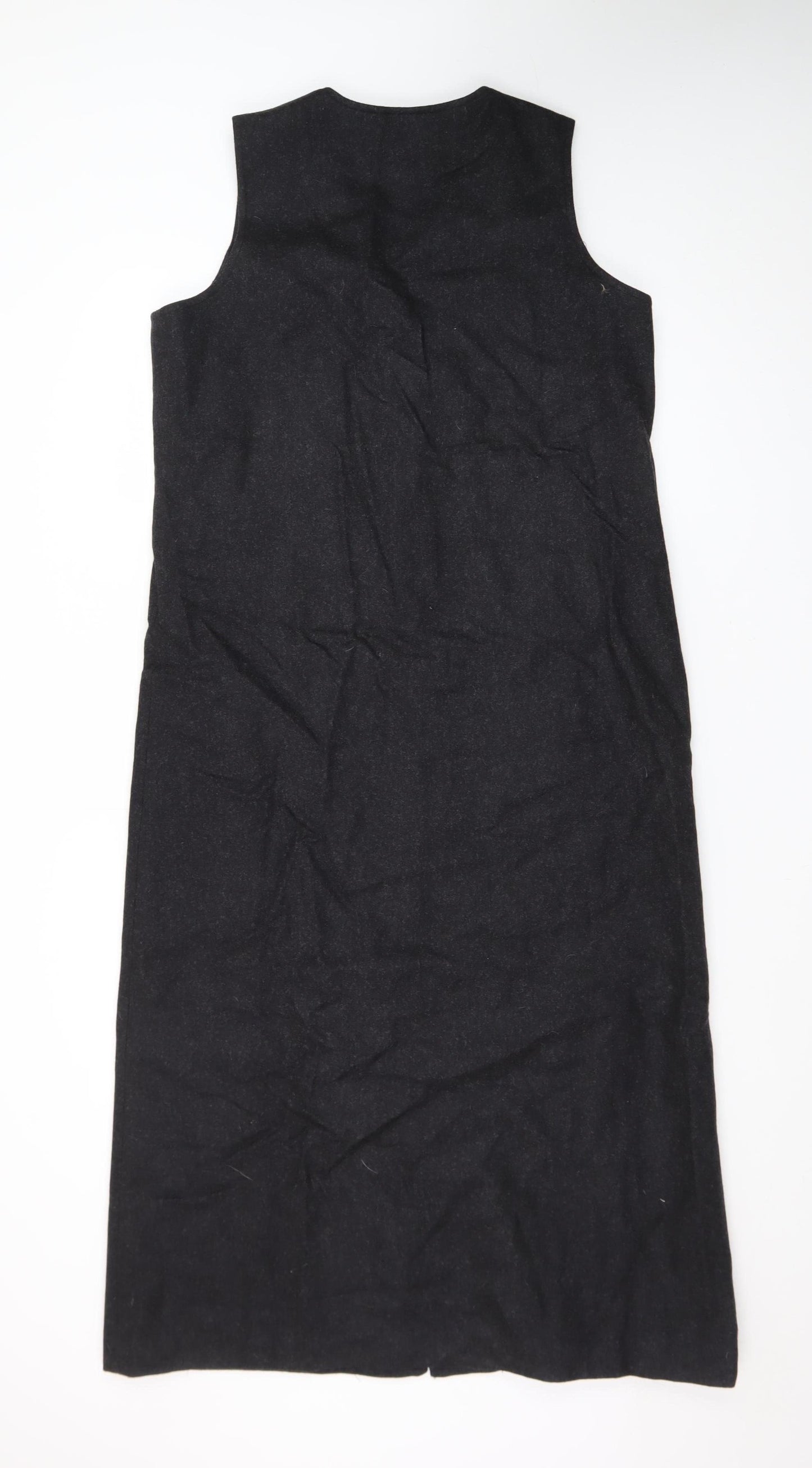 Orvis Women's Black Wool Shift Midi Dress Size 6 Sleeveless Lined