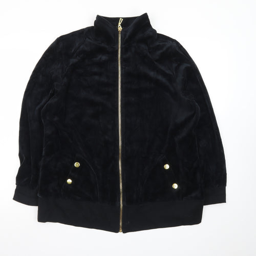 Brownstone Studio Women's Black Velour Bomber Jacket XL
