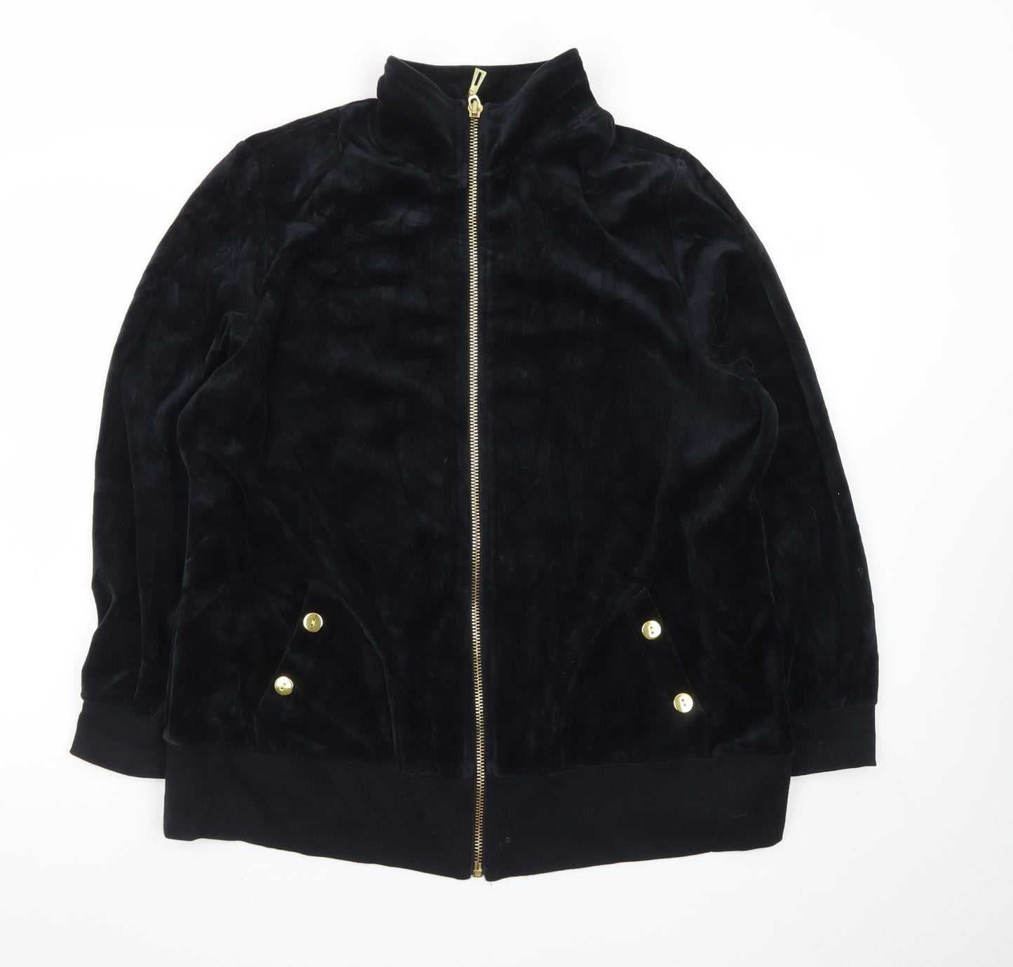 Brownstone Studio Women's Black Velour Bomber Jacket XL