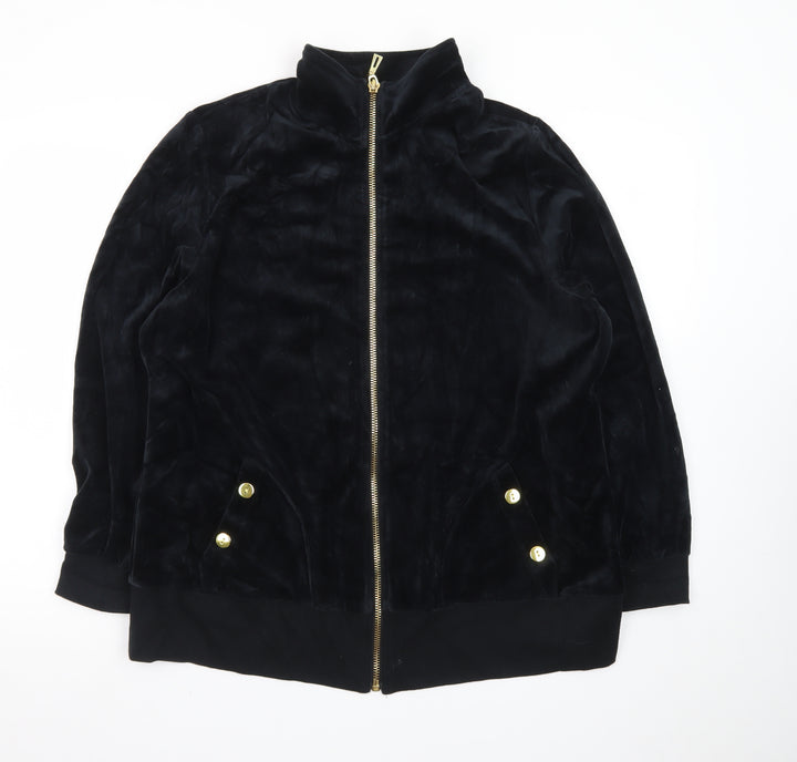Brownstone Studio Women's Black Velour Bomber Jacket XL