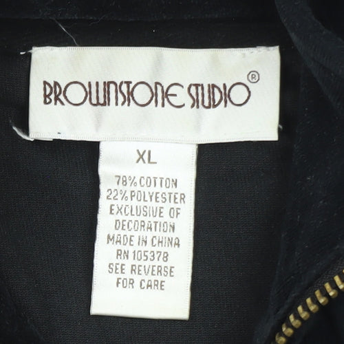 Brownstone Studio Women's Black Velour Bomber Jacket XL