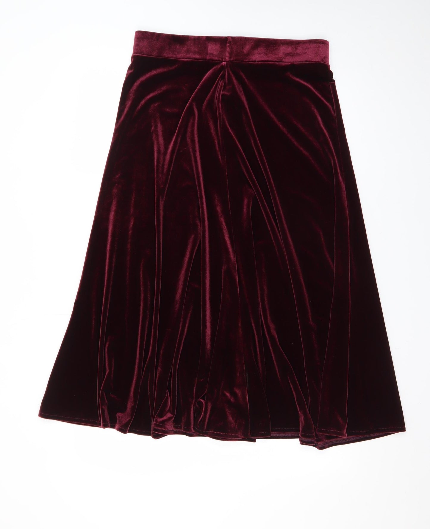 Marks and Spencer Women Red Velvet A-Line Midi Skirt Size 14