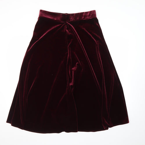 Marks and Spencer Women Red Velvet A-Line Midi Skirt Size 14