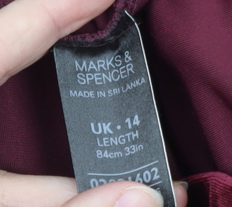 Marks and Spencer Women Red Velvet A-Line Midi Skirt Size 14