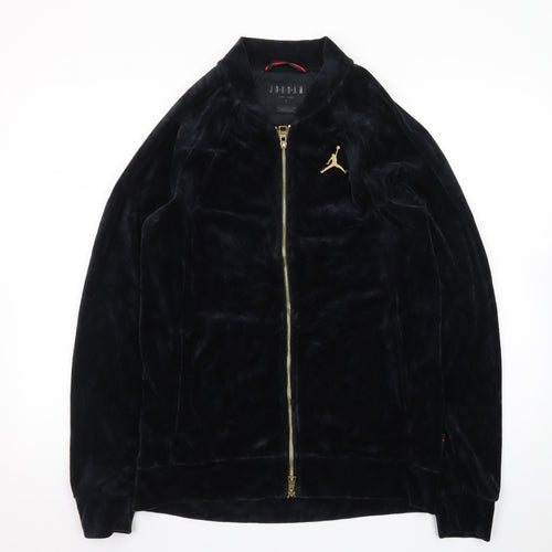 Jordan Men’s Black Velvet Bomber Jacket Size S Full Zip Logo