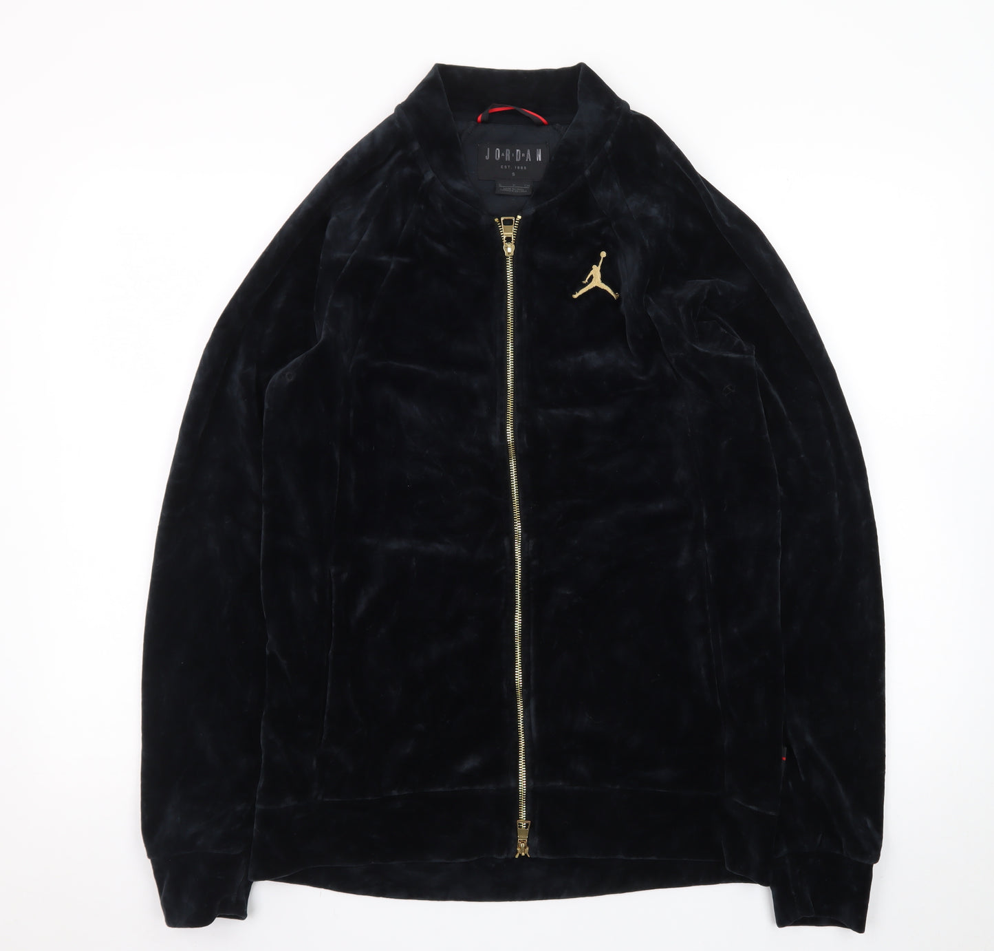 Jordan Men’s Black Velvet Bomber Jacket Size S Full Zip Logo