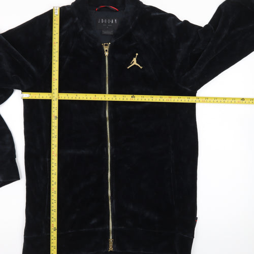 Jordan Men’s Black Velvet Bomber Jacket Size S Full Zip Logo