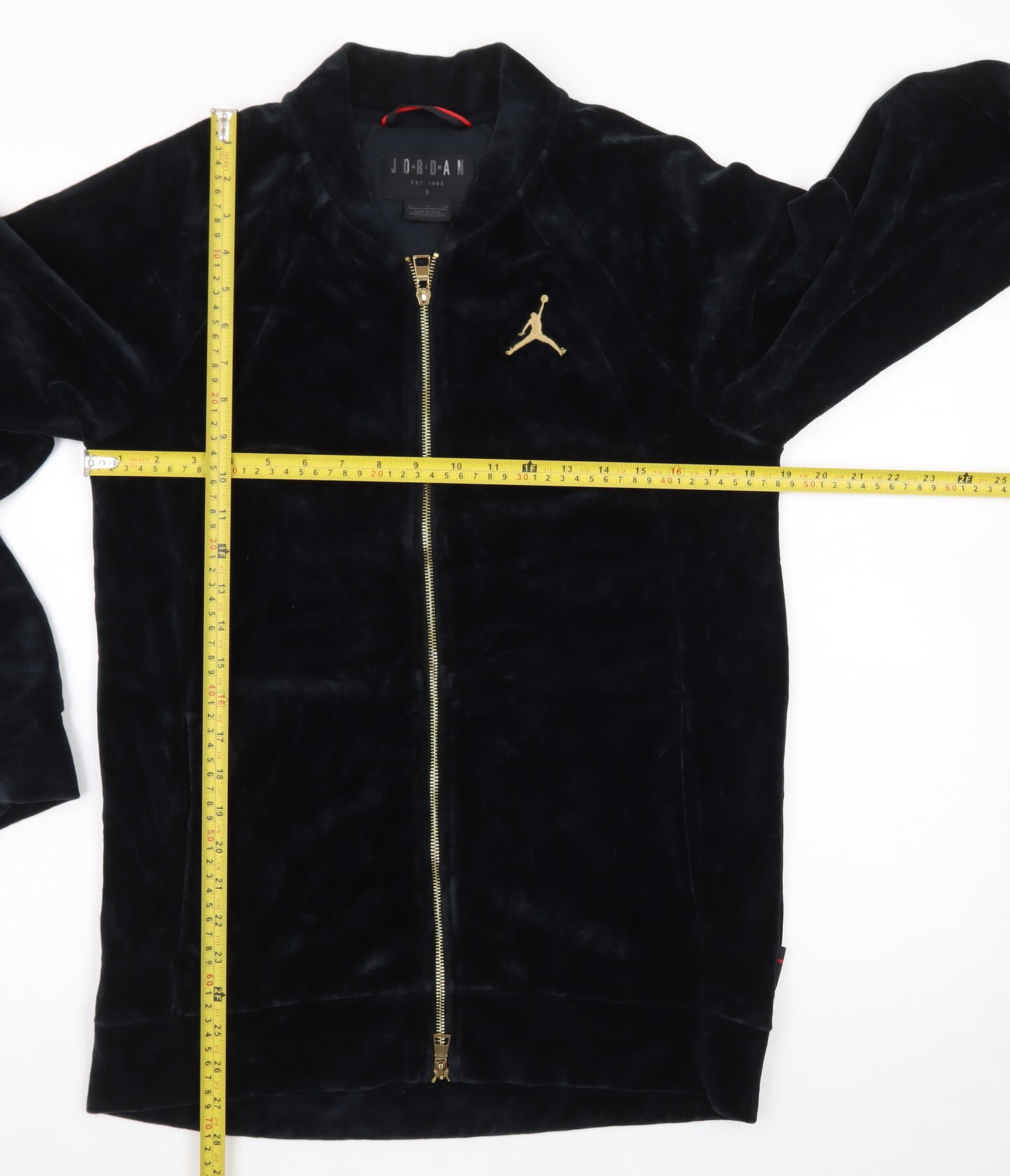 Jordan Men’s Black Velvet Bomber Jacket Size S Full Zip Logo