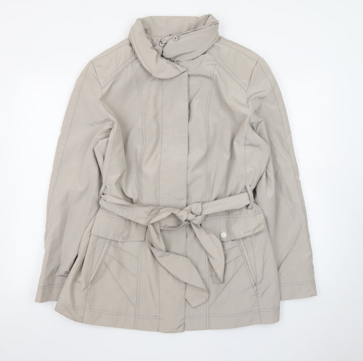 Klass Collection Womens Beige Belted Trench Jacket Size 18