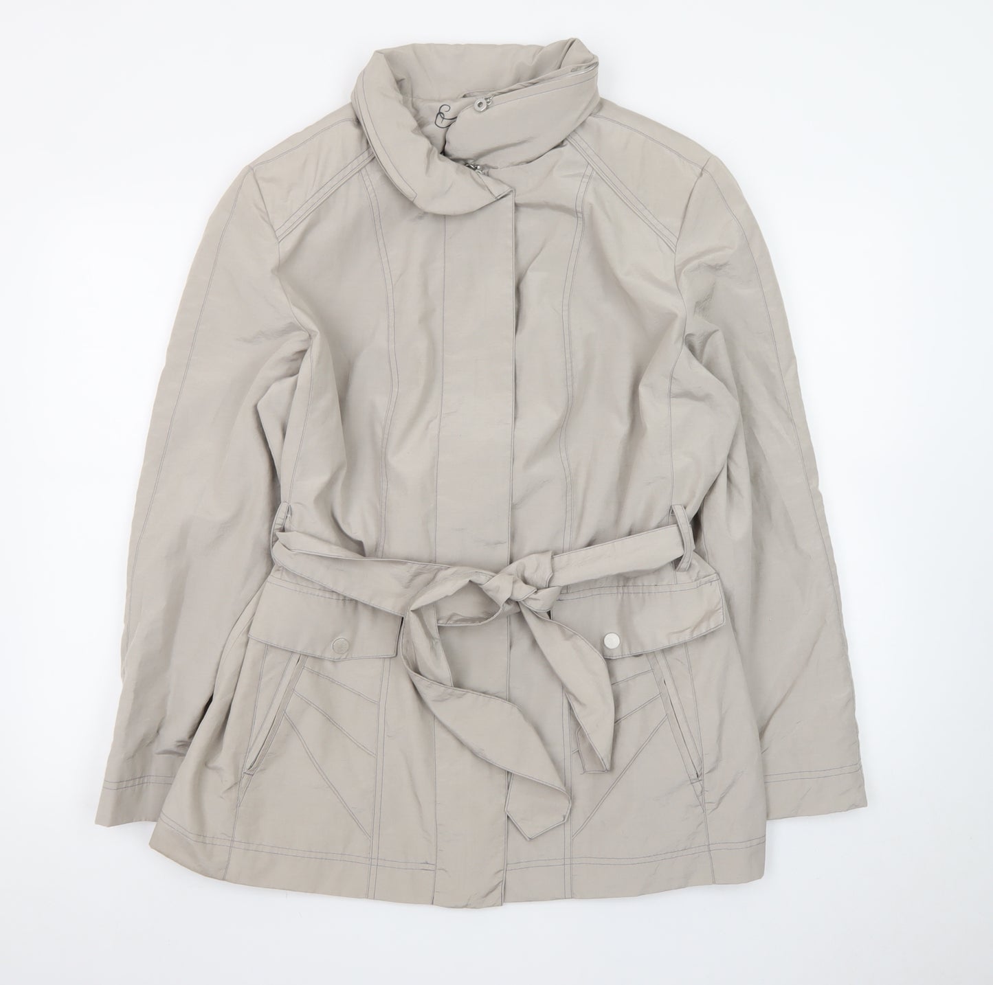 Klass Collection Womens Beige Belted Trench Jacket Size 18