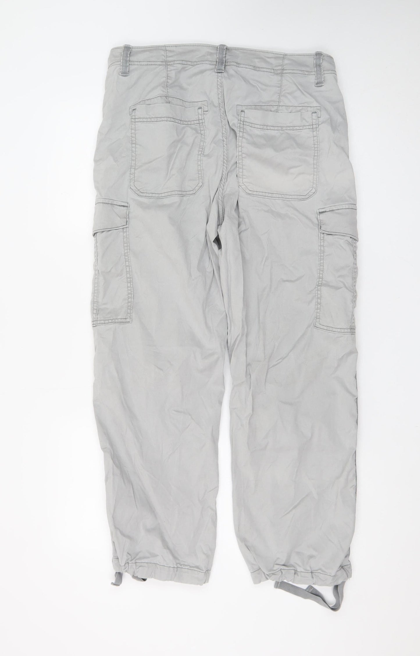 Marks and Spencer Women's Grey Cargo Trousers Size 12 Regular Lightweight Stretch