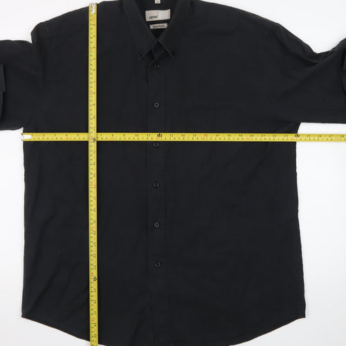 Zantos Men’s Black Oxford Weave Long Sleeve Button-Down Shirt Size 17