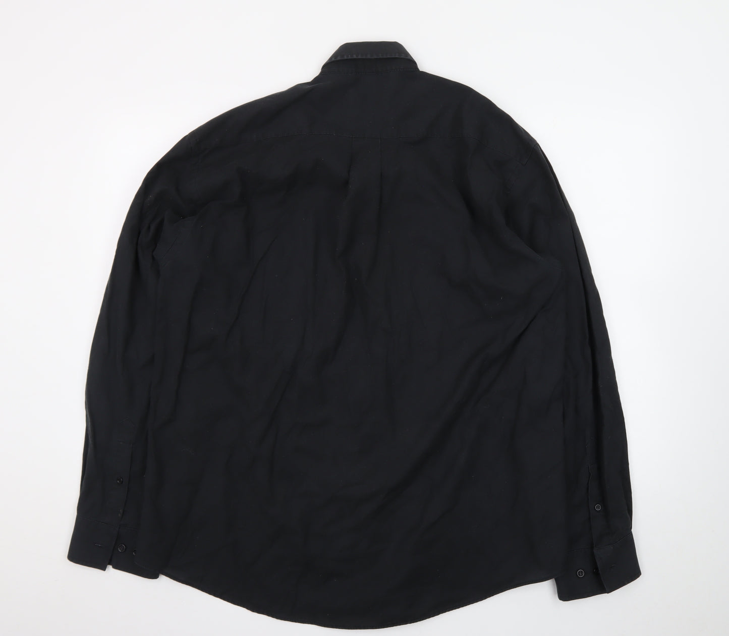 Zantos Men’s Black Oxford Weave Long Sleeve Button-Down Shirt Size 17