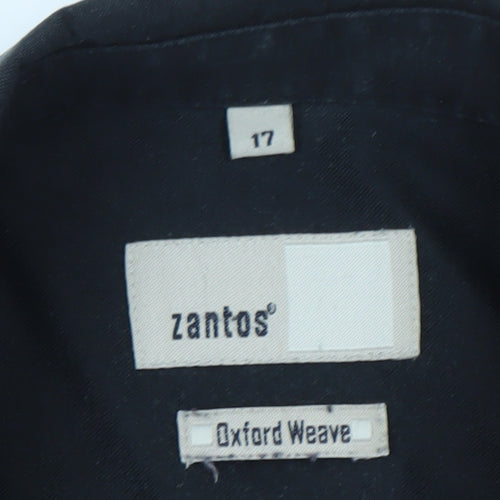 Zantos Men’s Black Oxford Weave Long Sleeve Button-Down Shirt Size 17