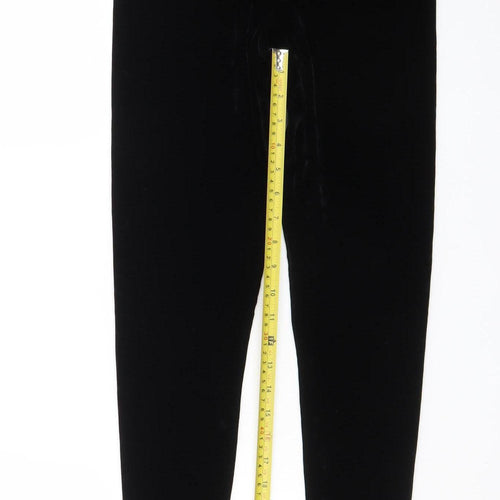 Rixe des Arts Women Black Velvet Stirrup Leggings L