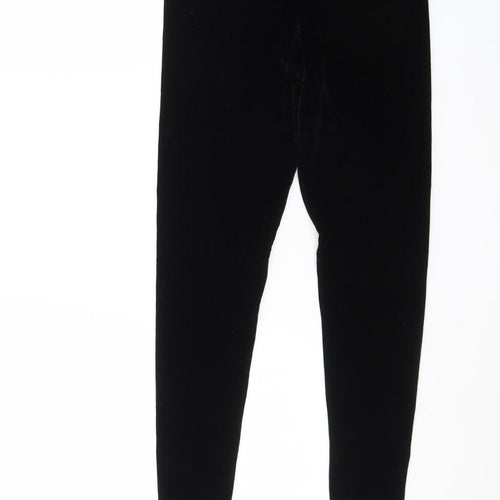 Rixe des Arts Women Black Velvet Stirrup Leggings L