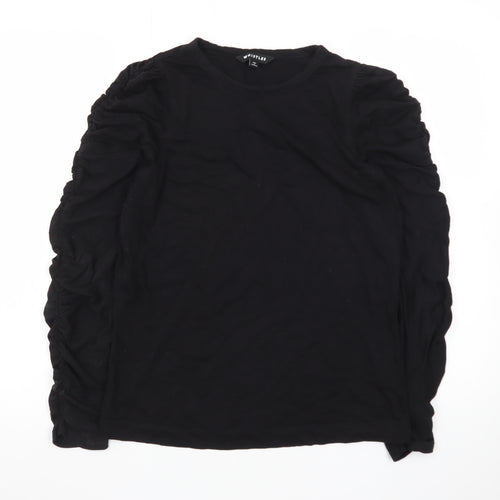 Whistles Women's Black Long Sleeve Cotton Modal T-Shirt UK 12