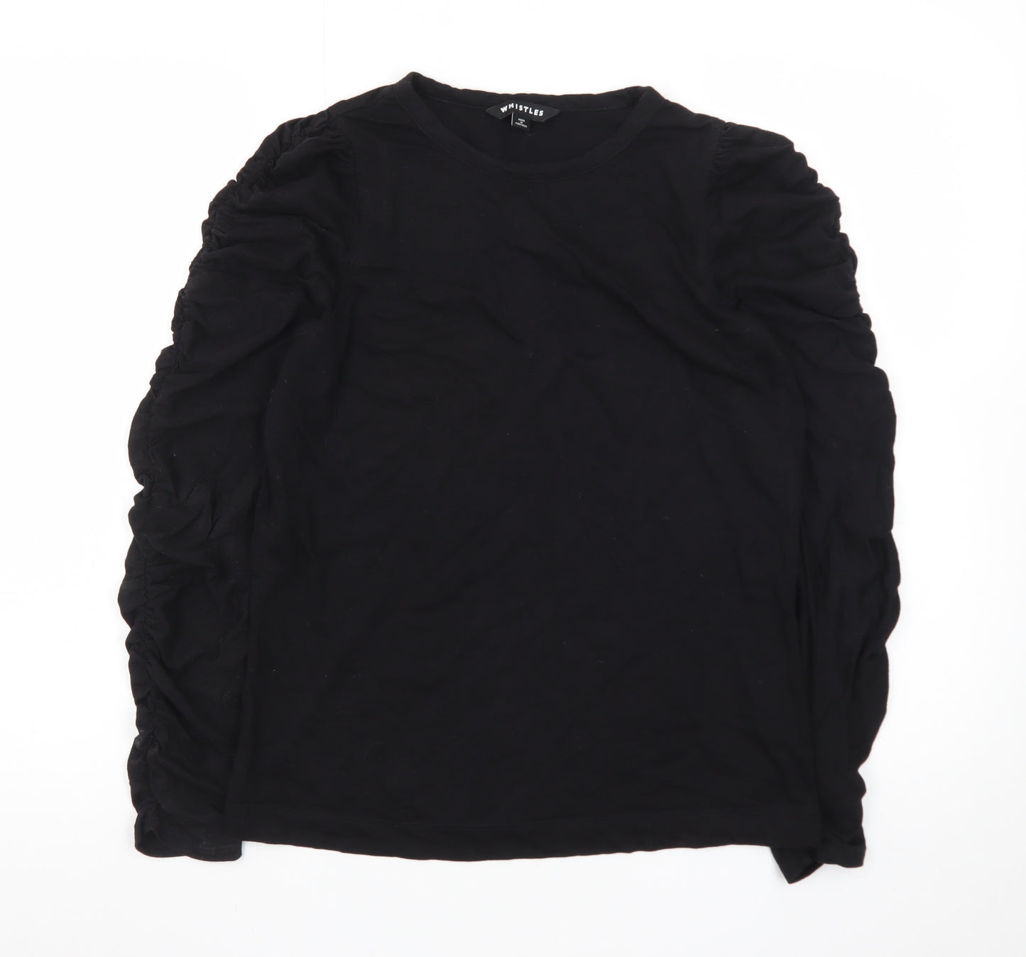 Whistles Women's Black Long Sleeve Cotton Modal T-Shirt UK 12