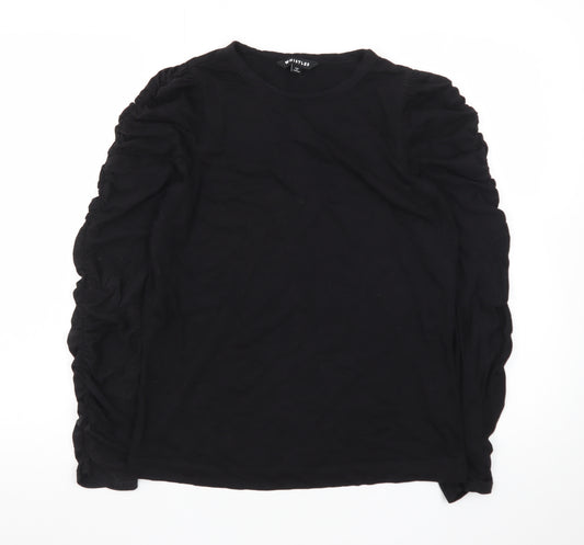 Whistles Women's Black Long Sleeve Cotton Modal T-Shirt UK 12