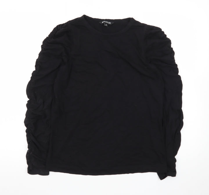 Whistles Women's Black Long Sleeve Cotton Modal T-Shirt UK 12