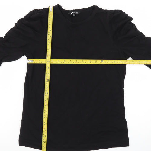 Whistles Women's Black Long Sleeve Cotton Modal T-Shirt UK 12