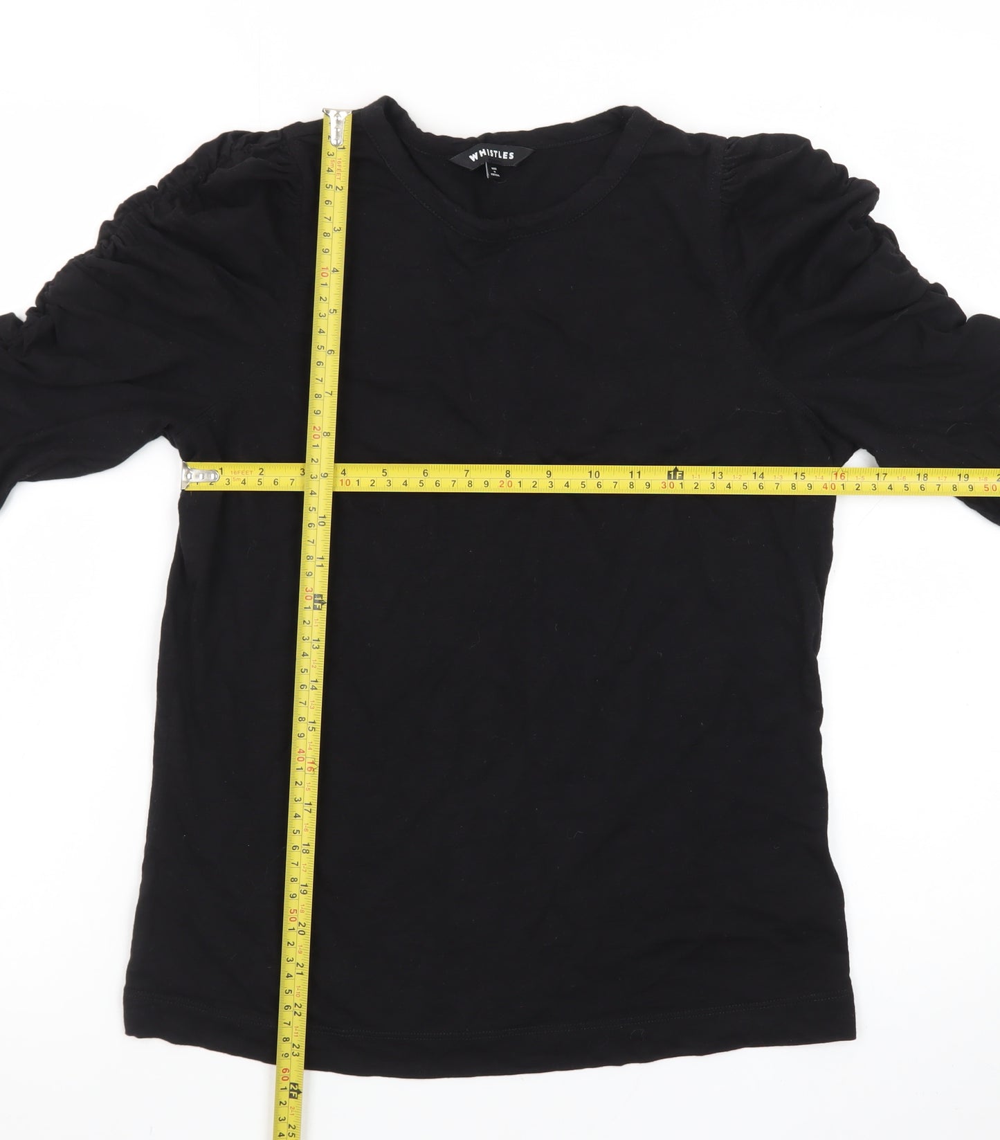 Whistles Women's Black Long Sleeve Cotton Modal T-Shirt UK 12