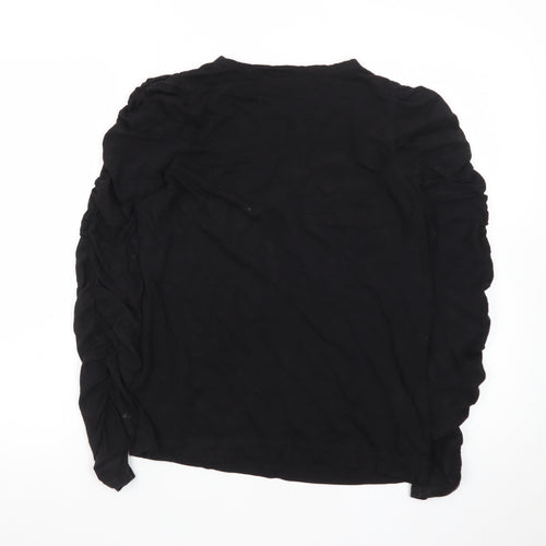 Whistles Women's Black Long Sleeve Cotton Modal T-Shirt UK 12