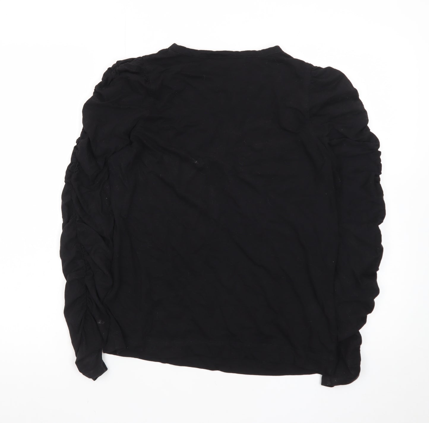 Whistles Women's Black Long Sleeve Cotton Modal T-Shirt UK 12